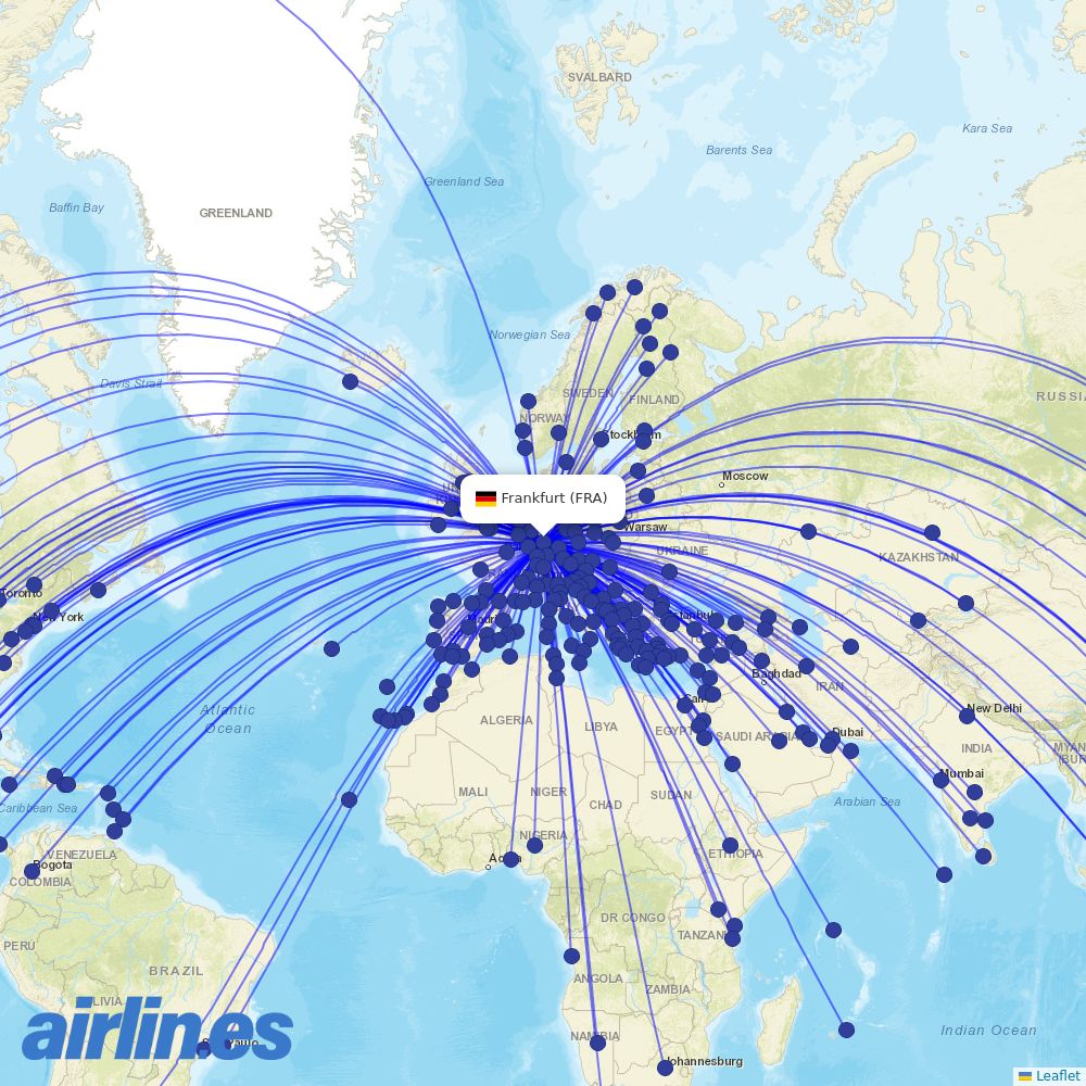 Miat - Mongolian Airlines at FRA route map