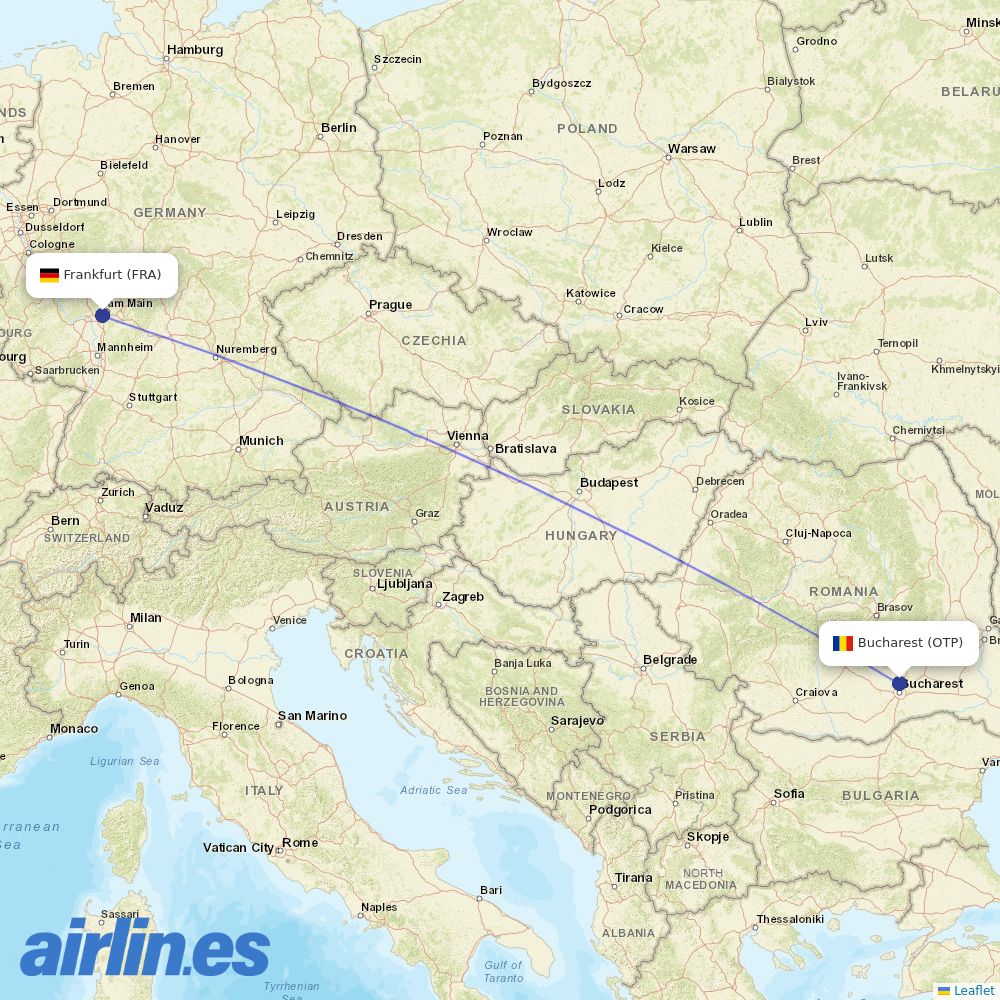 TAROM at FRA route map