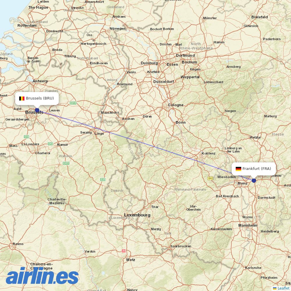 Brussels Airlines at FRA route map