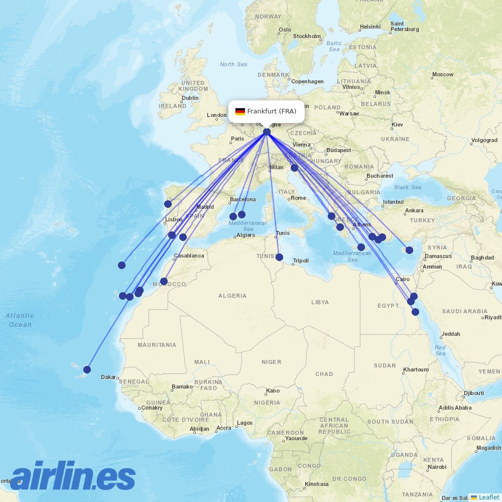 TUIfly at FRA route map