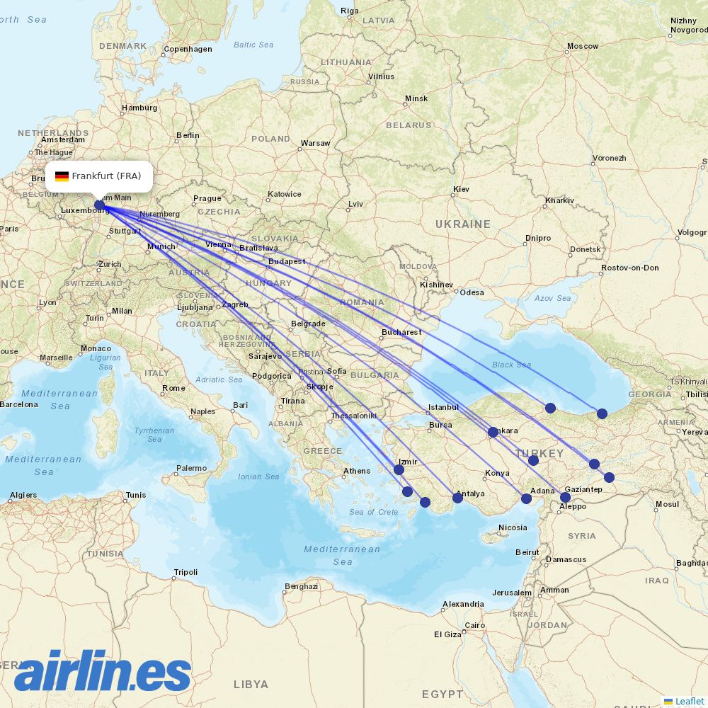 SunExpress at FRA route map