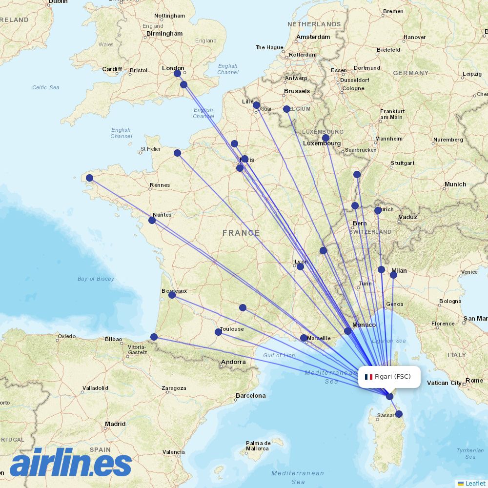 Air Corsica at FSC route map