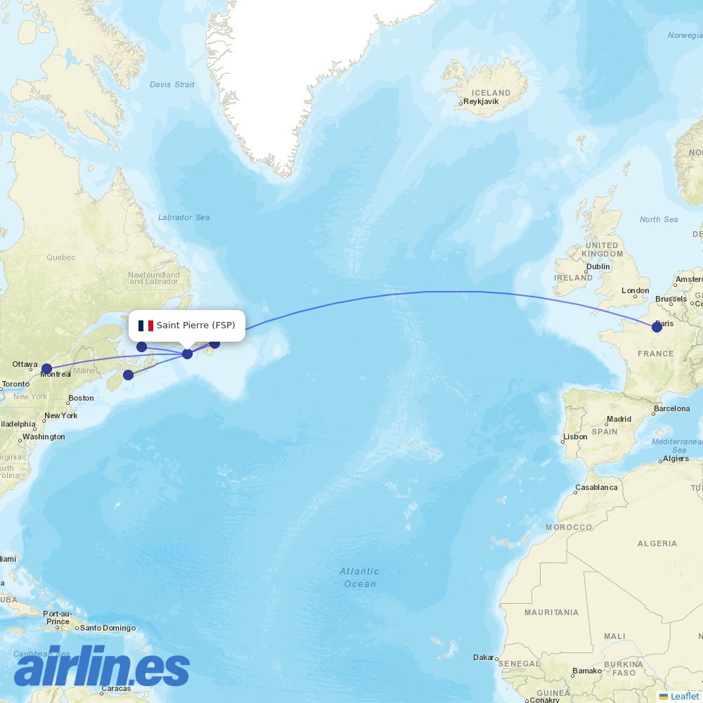 Air Saint Pierre at FSP route map