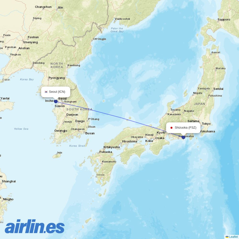 Jeju Air at FSZ route map