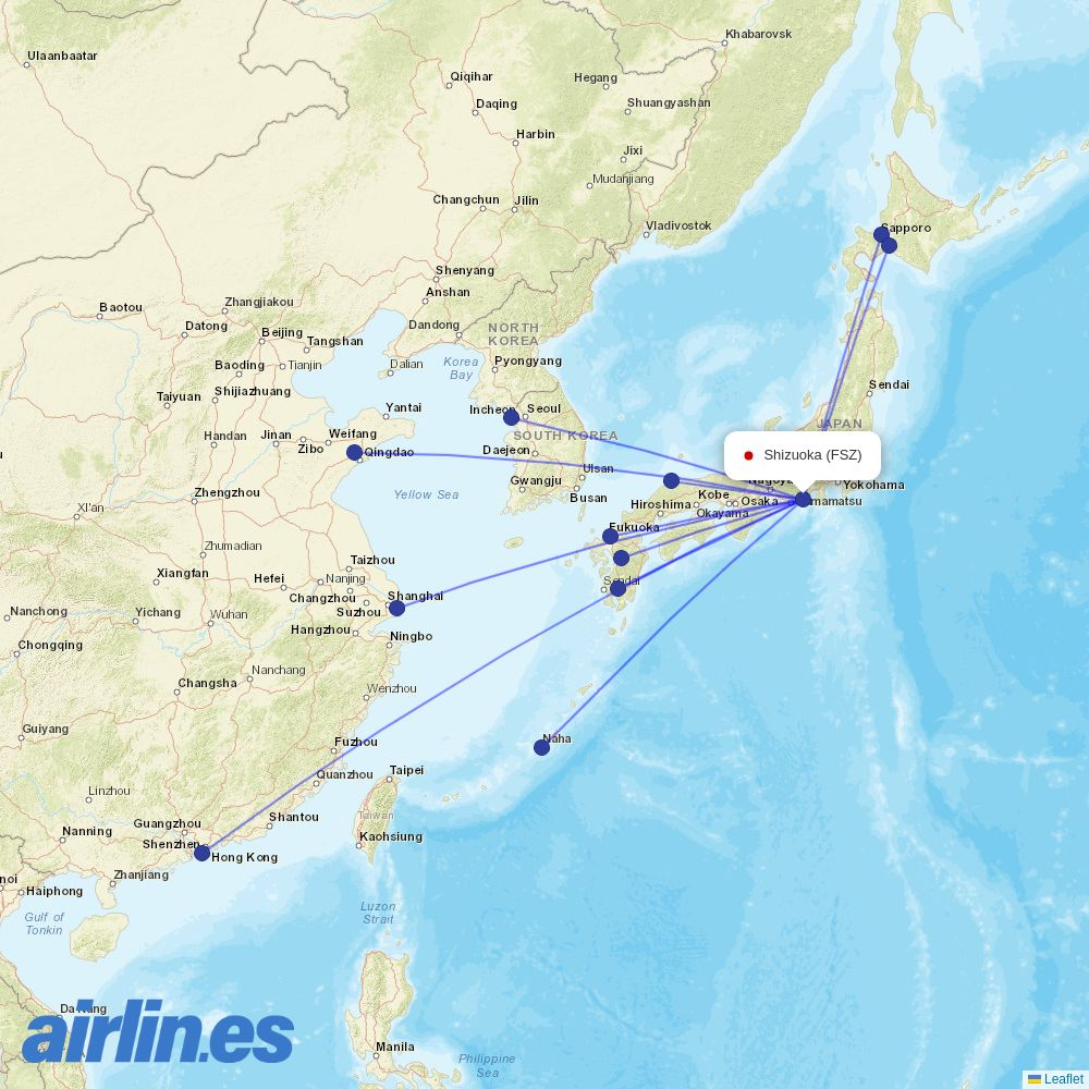 Fuji Dream Airlines at FSZ route map