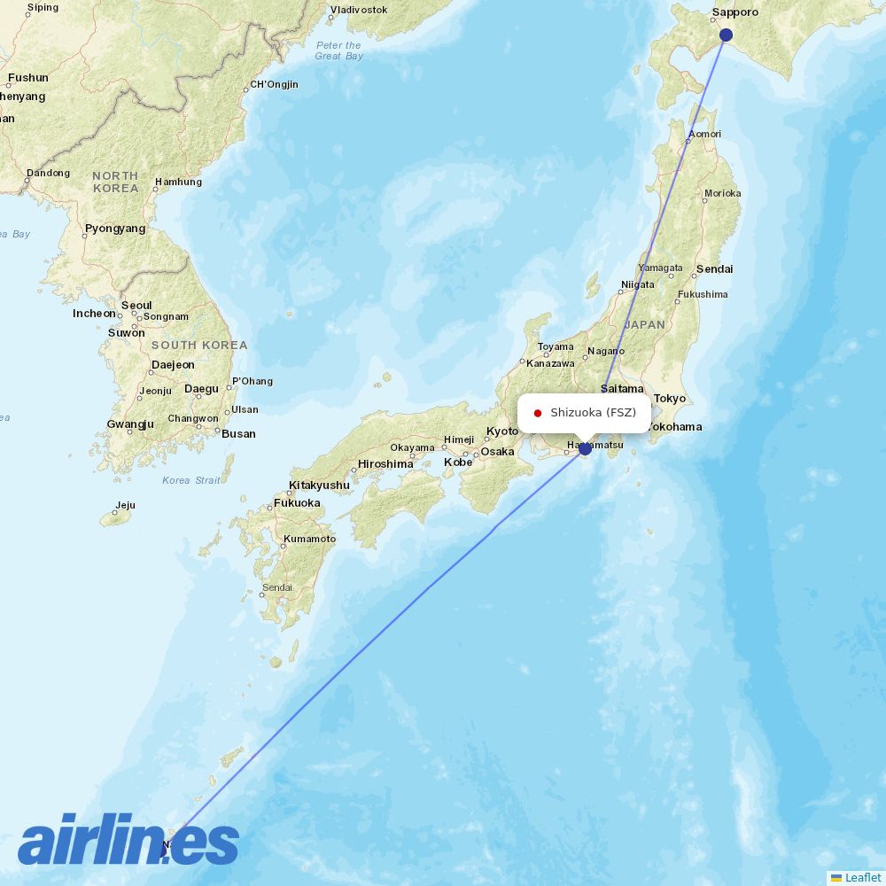 ANA from Shizuoka Airport destination map