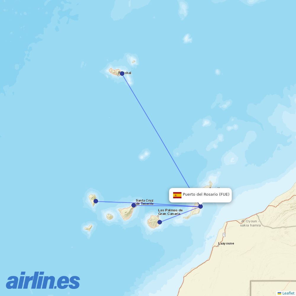 Binter Canarias at FUE route map