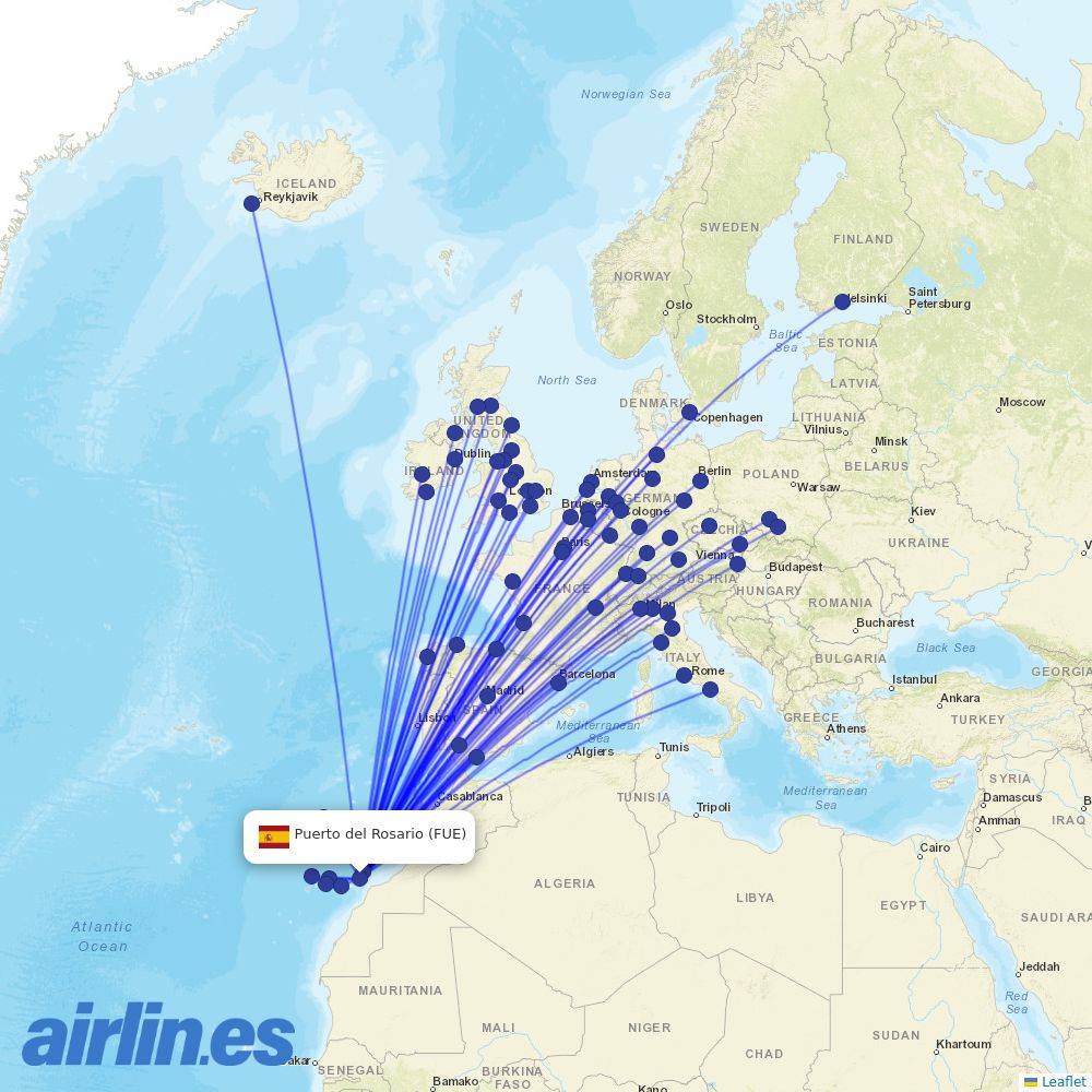 Canaryfly from Fuerteventura Airport destination map