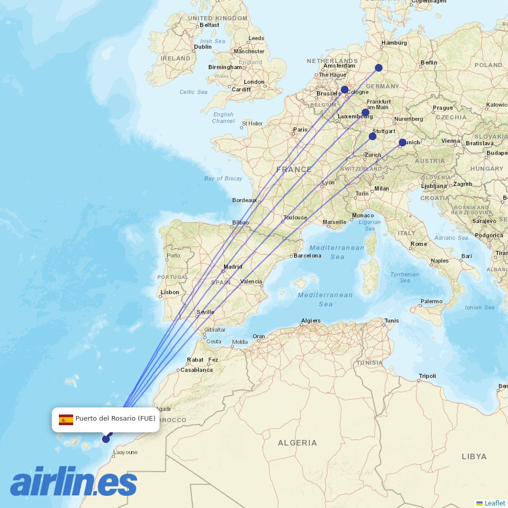 TUIfly at FUE route map