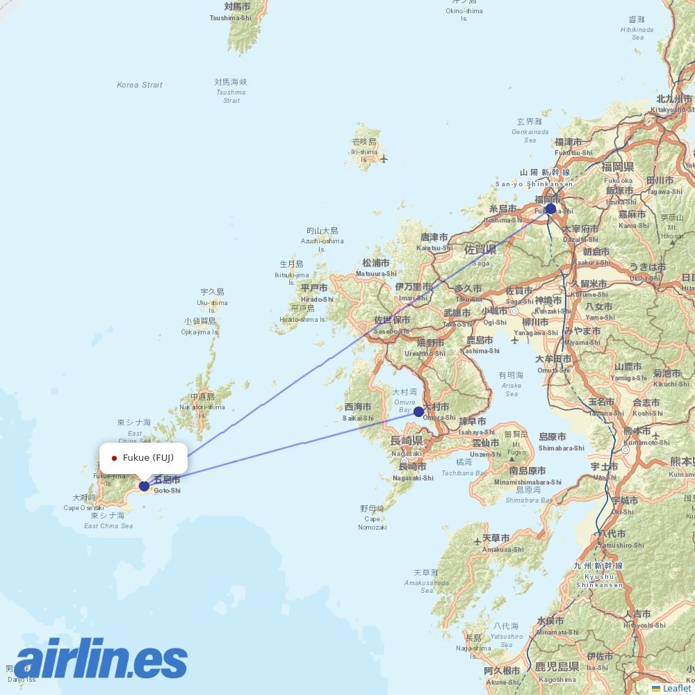 ANA from Fukue destination map
