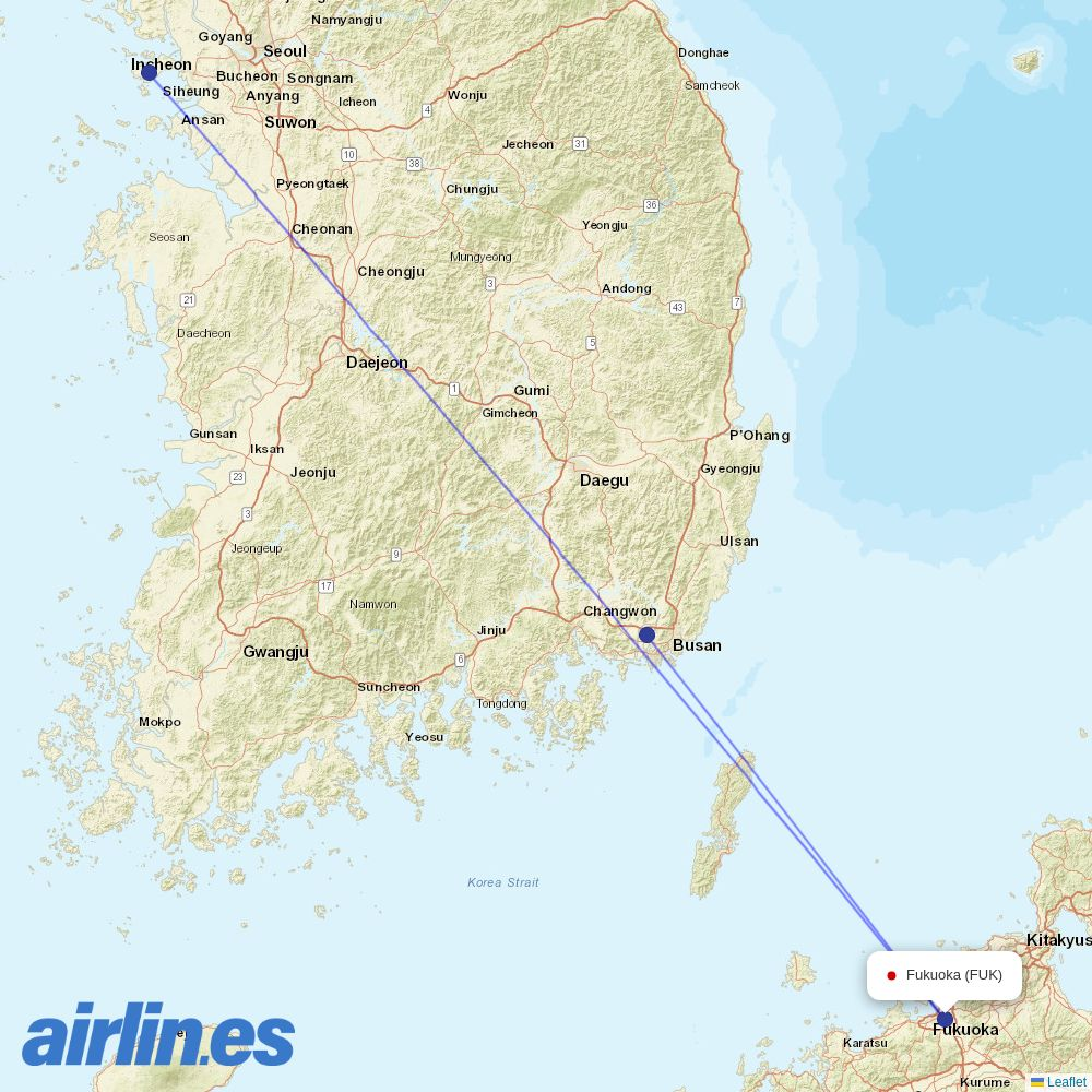 Jeju Air at FUK route map