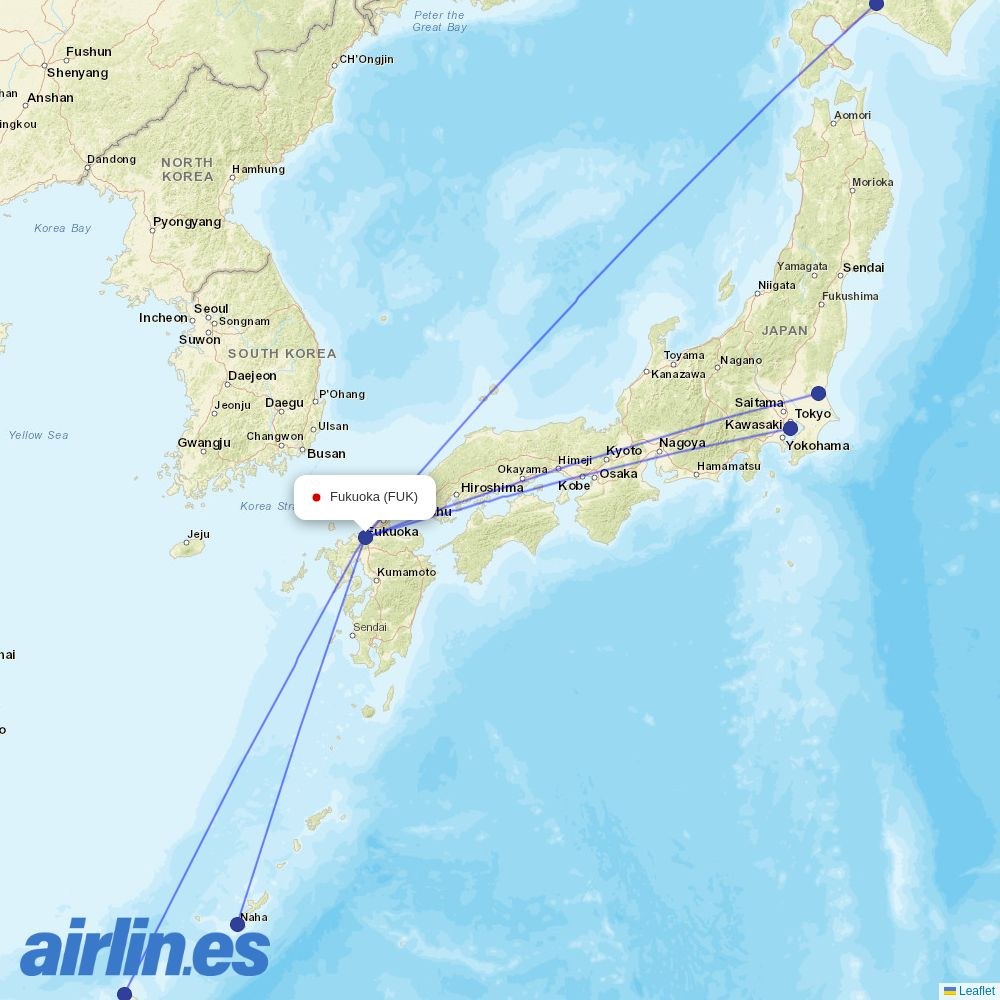Skymark Airlines from Fukuoka destination map