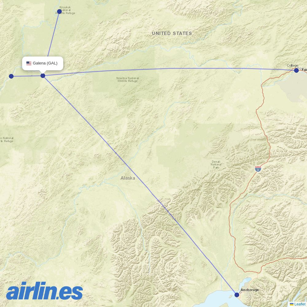 Everts Air at GAL route map