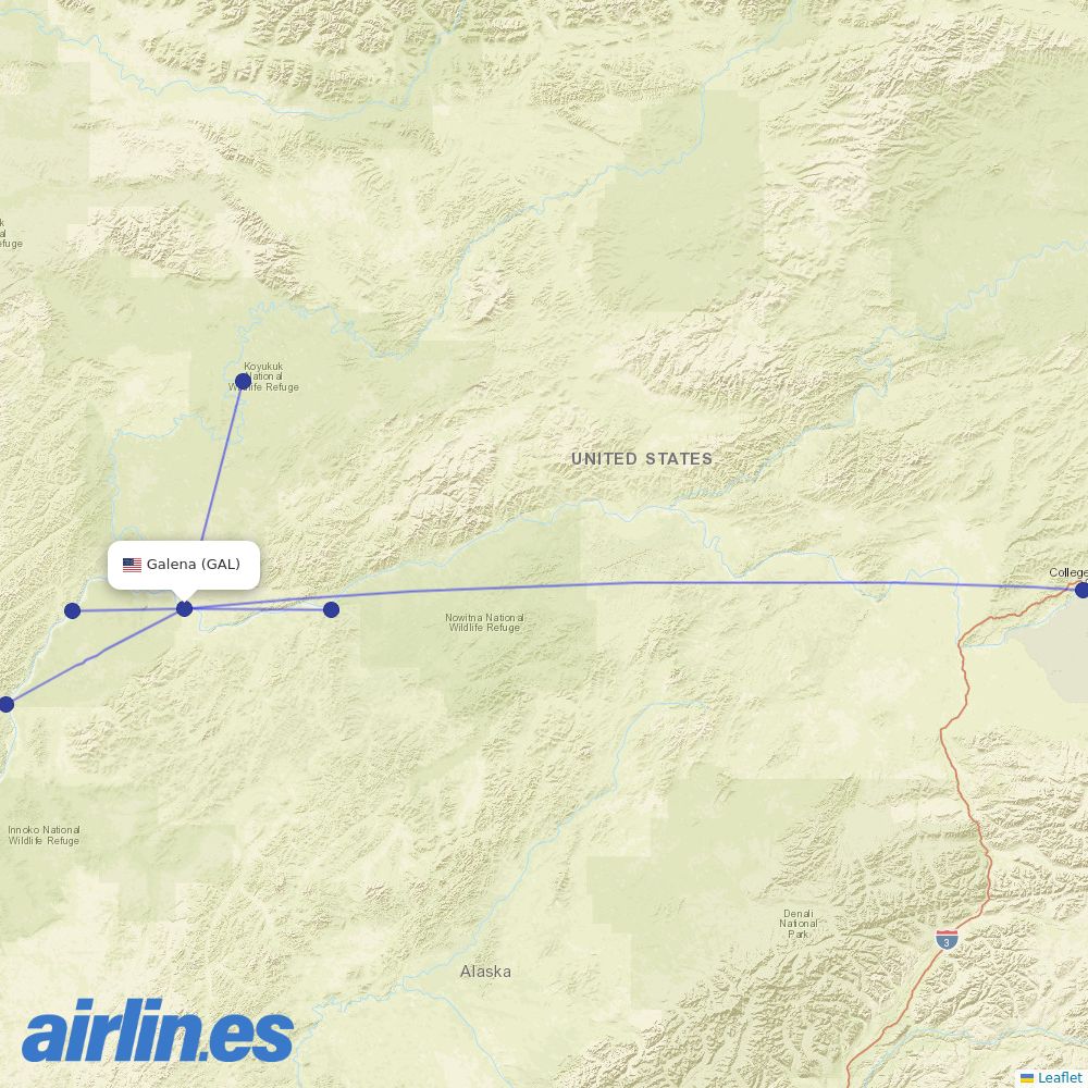 Astral Aviation at GAL route map