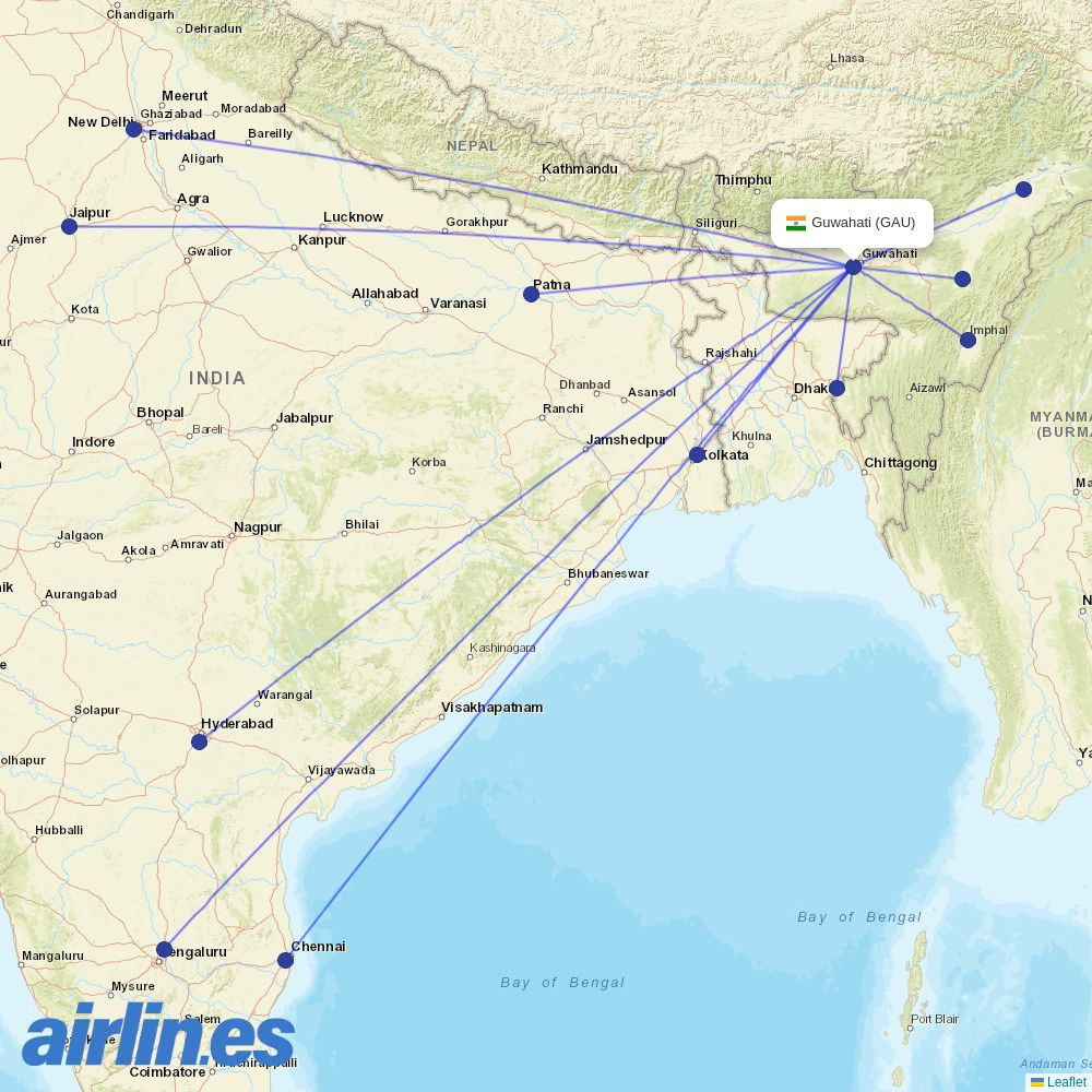 Air India Express at GAU route map