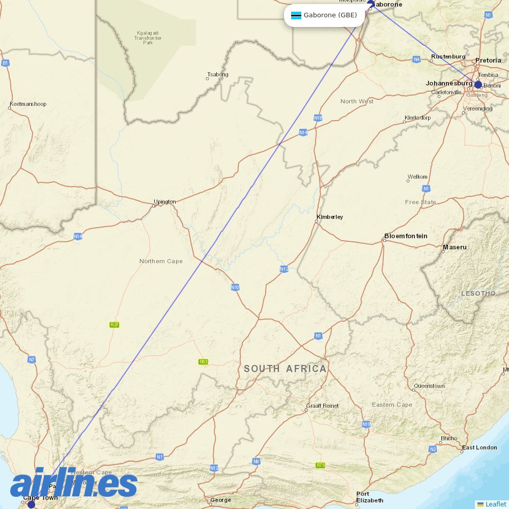 Airlink at GBE route map