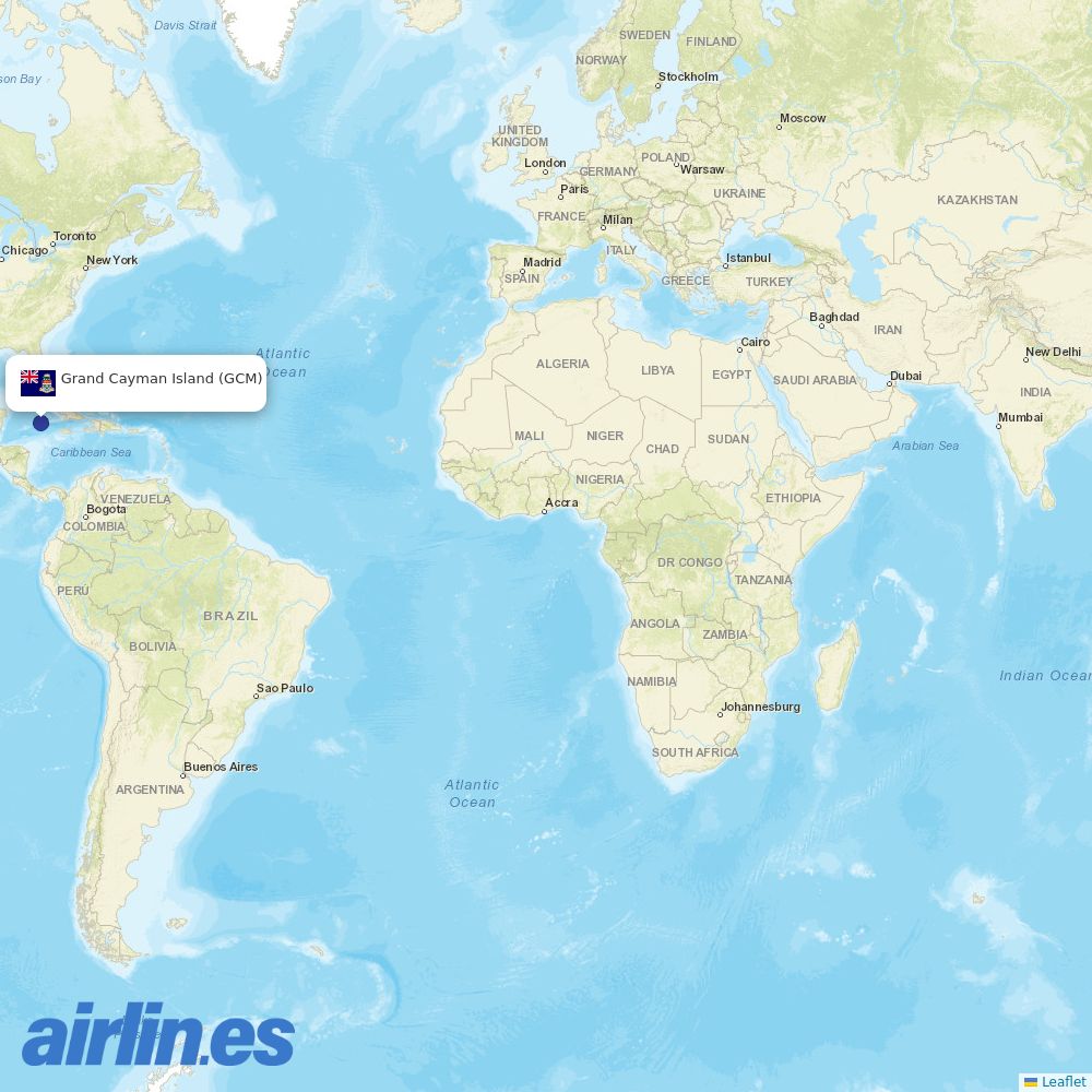 Southwest Airlines from Grand Cayman destination map