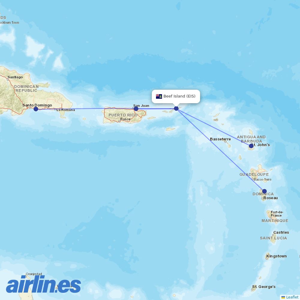 interCaribbean Airways at GDT route map