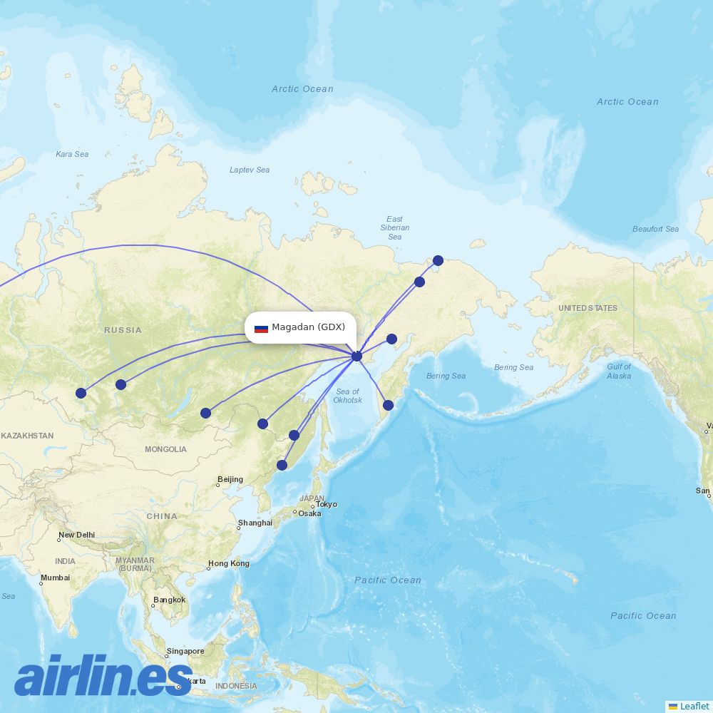 S7 Airlines from Sokol destination map