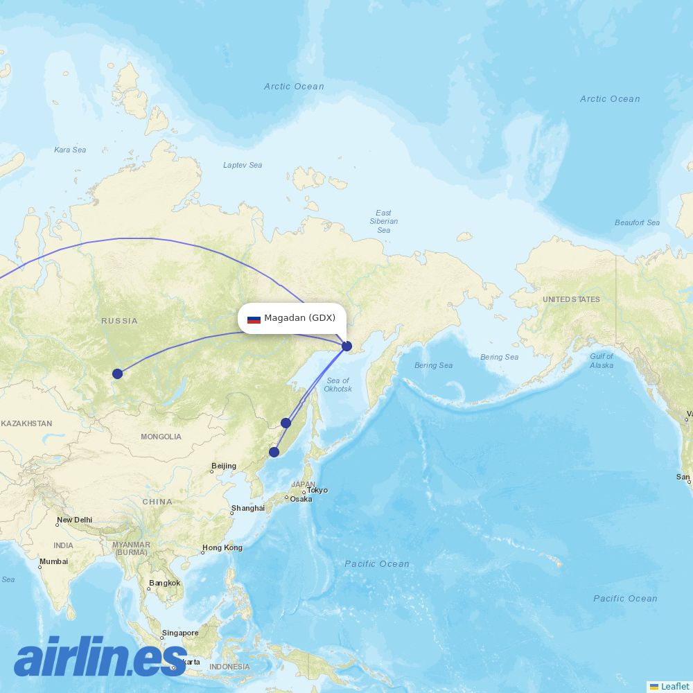 Aeroflot from Sokol destination map
