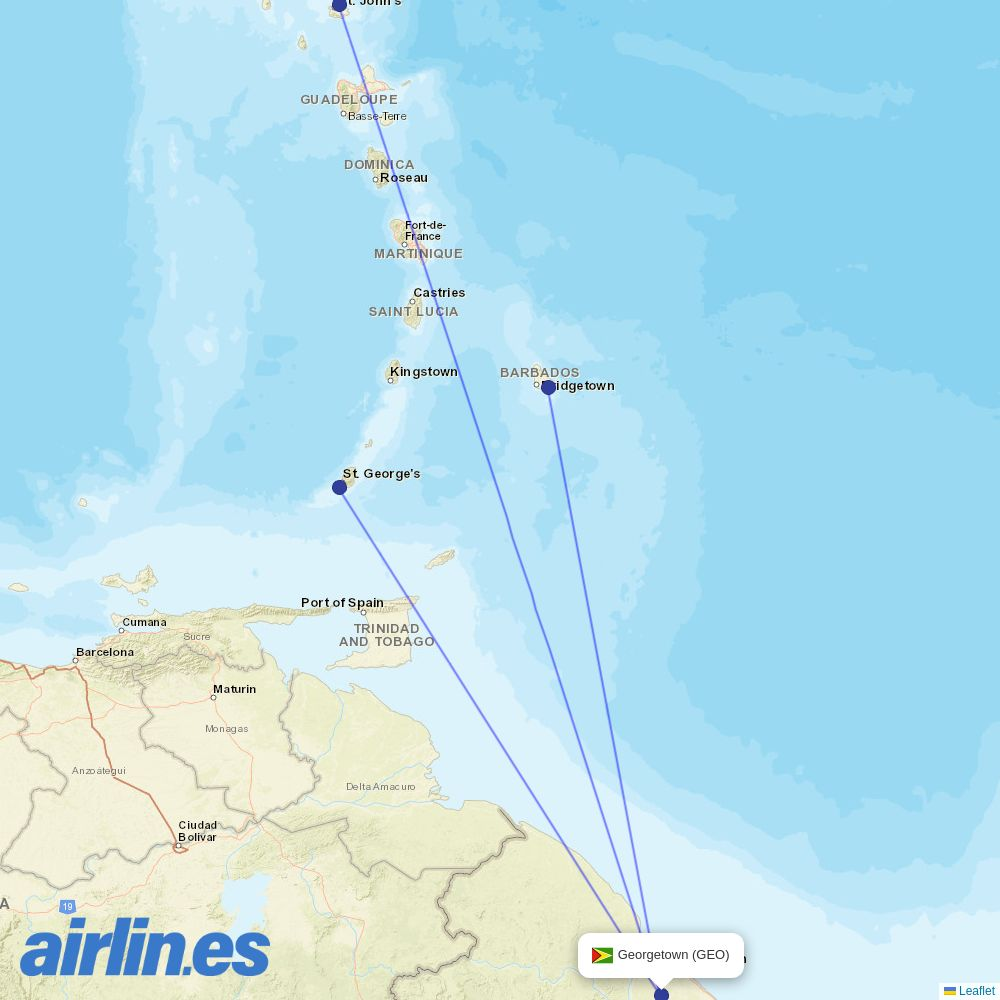 LIAT20 at GEO route map