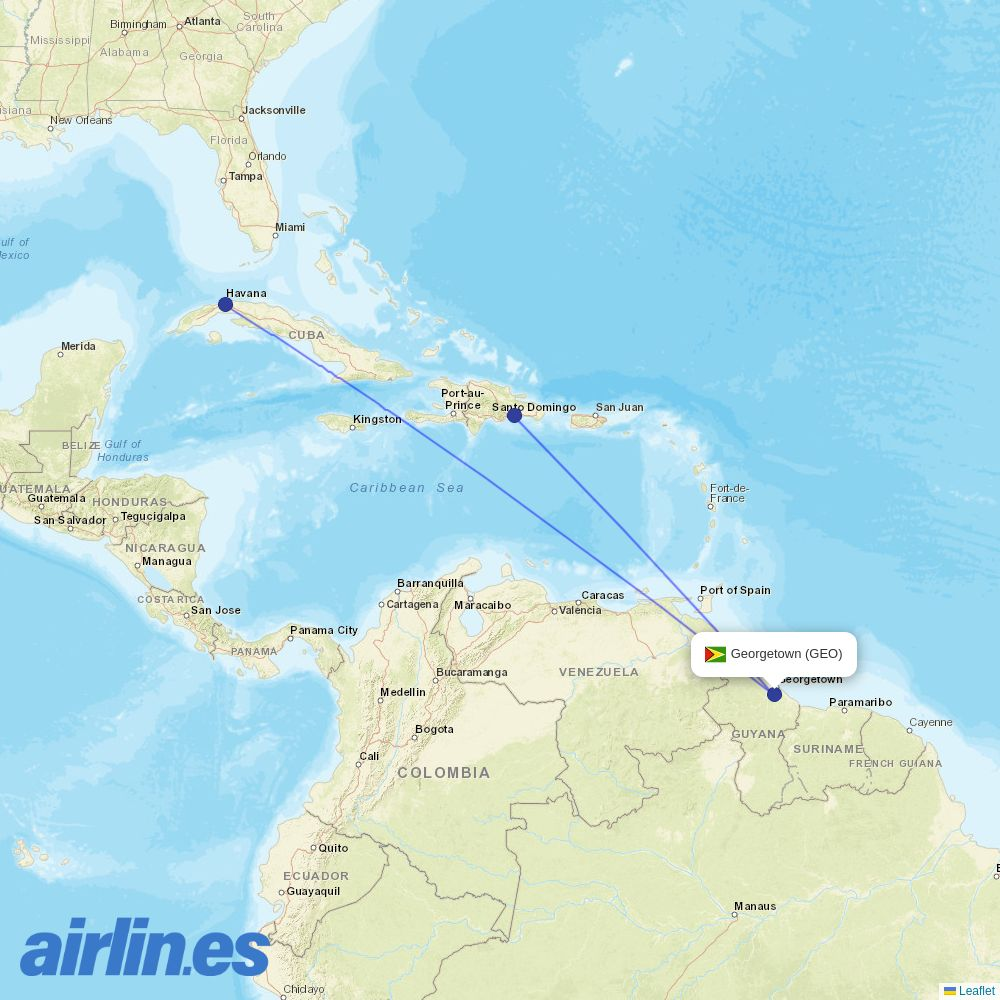 SKYhigh Dominicana at GEO route map