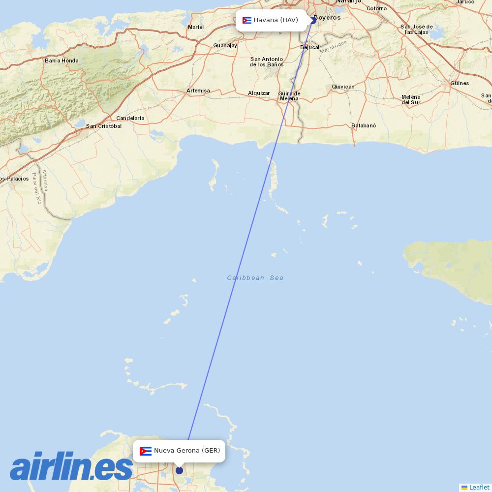 Cubana de Aviacion at GER route map