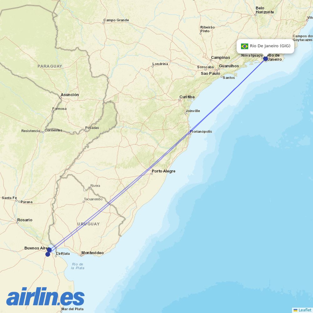 Felix Airways from Galeao Antonio Carlos Jobim destination map