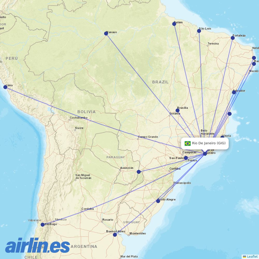 LATAM at GIG route map