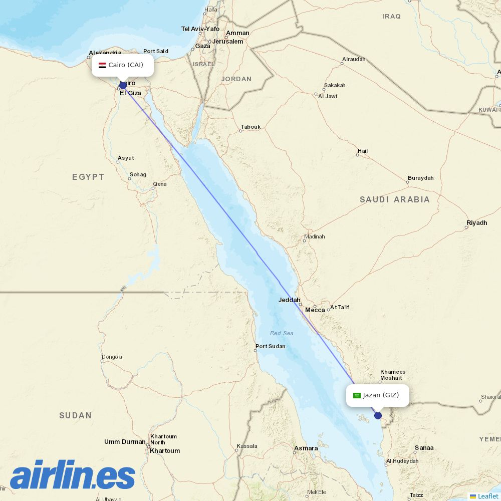 Nile Air at GIZ route map
