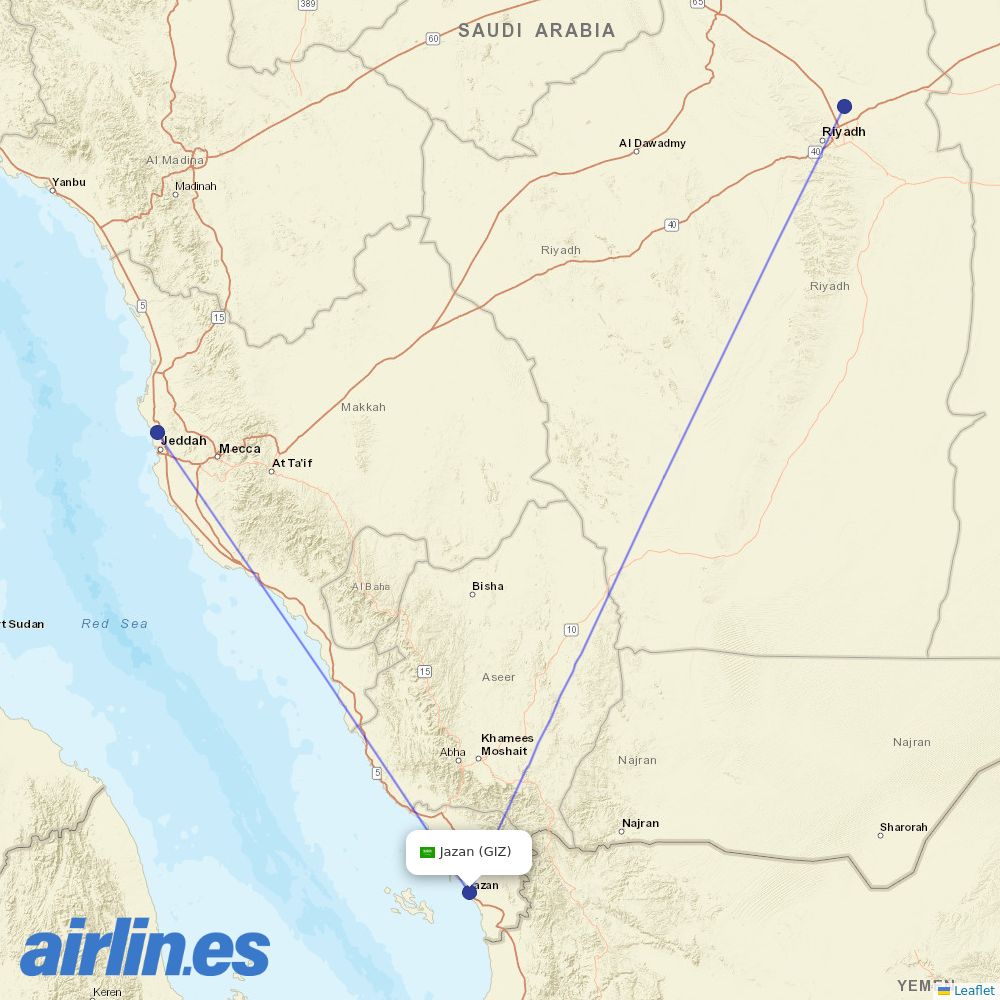 Saudia at GIZ route map