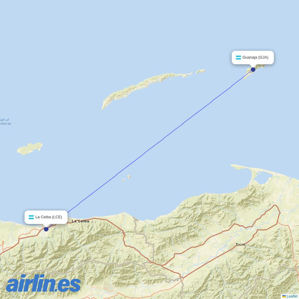 CM Airlines at GJA route map