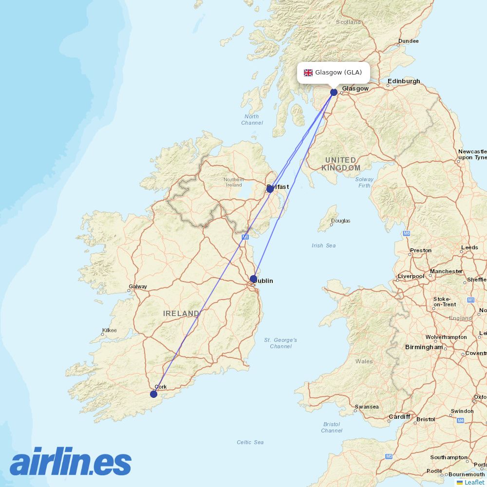Aer Lingus at GLA route map