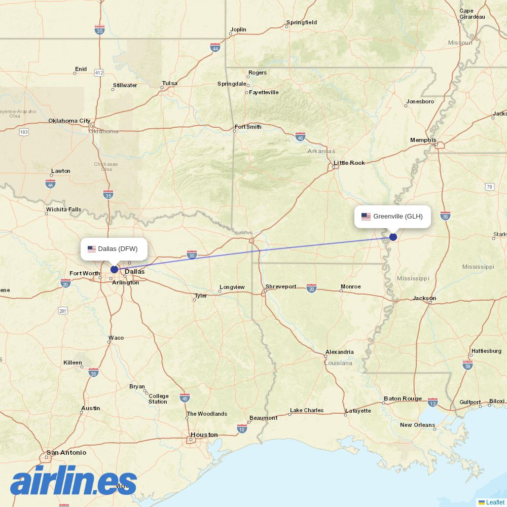 Key Lime Air from Mid Delta Regional Airport destination map