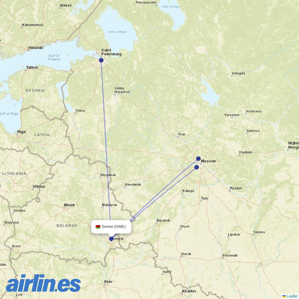Belavia at GME route map