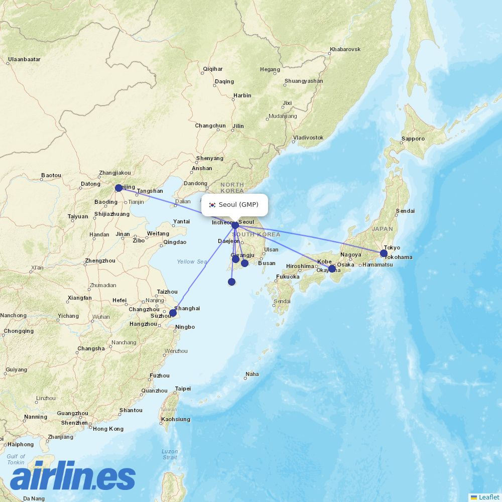 Asiana at GMP route map