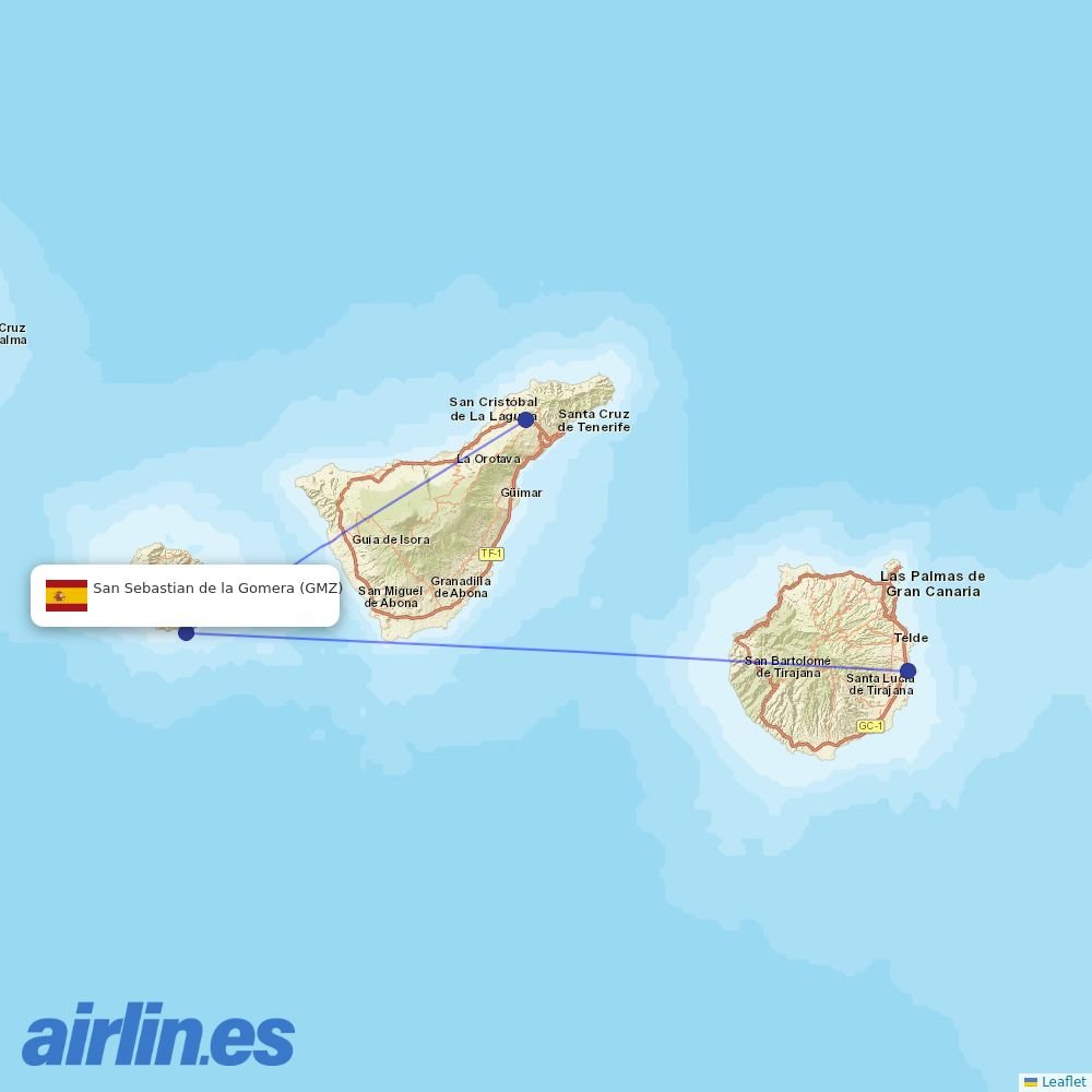 Binter Canarias at GMZ route map