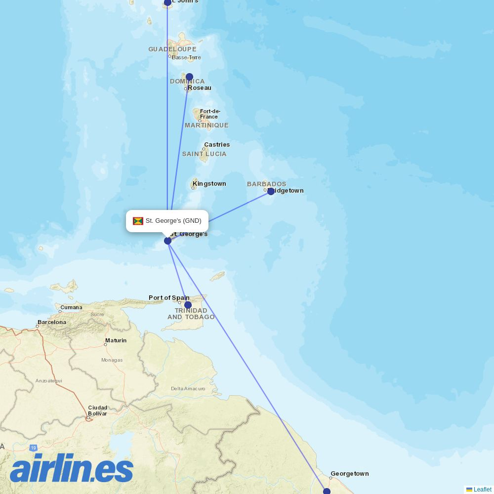 LIAT20 at GND route map