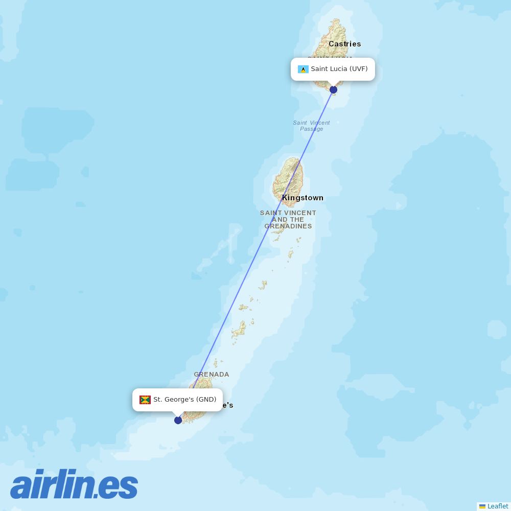 British Airways from Grenada destination map