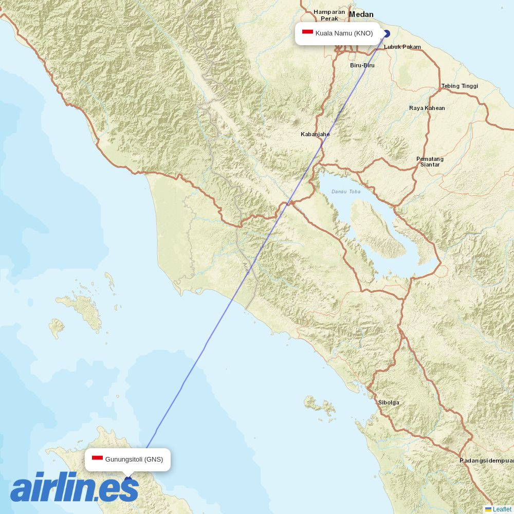 Wings Air at GNS route map