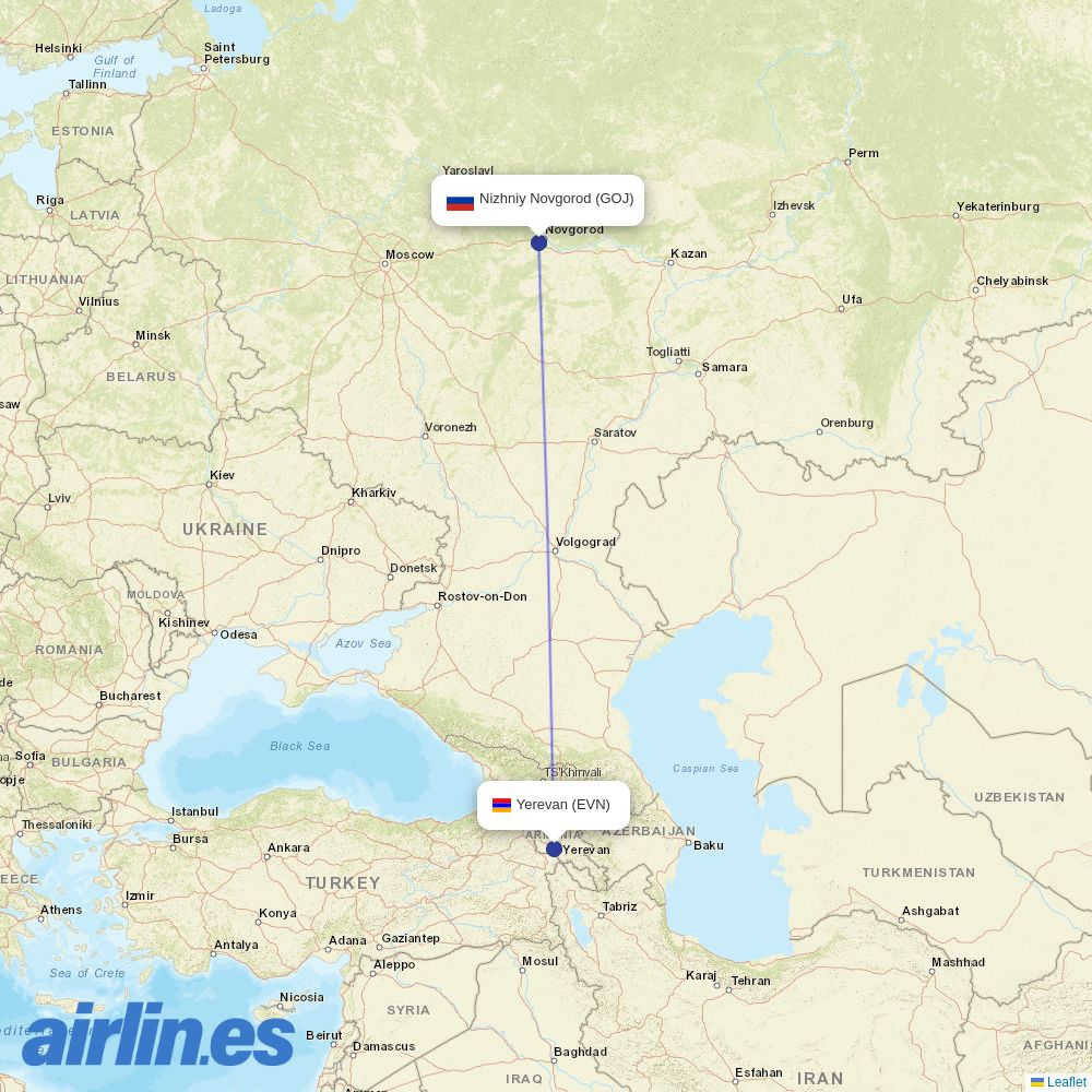 Shirak Avia at GOJ route map