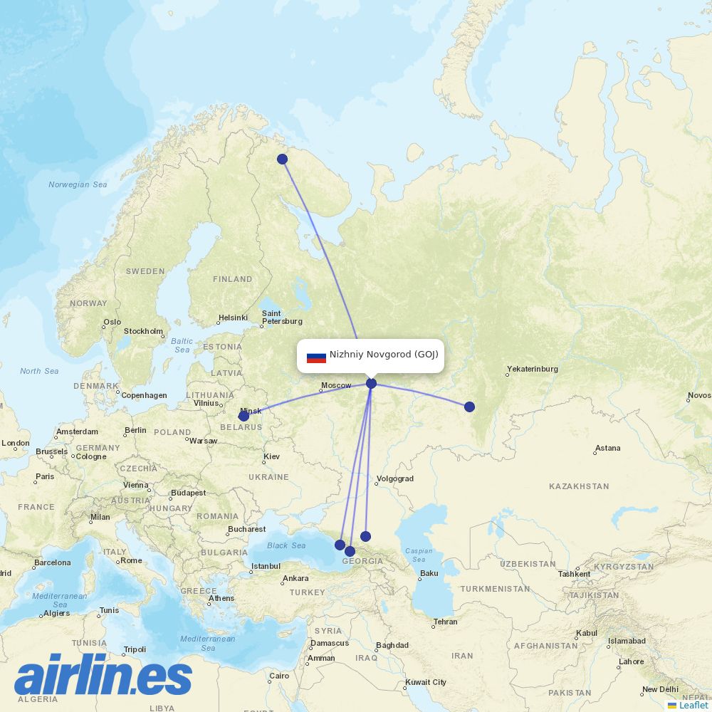 Ikar from Nizhny Novgorod destination map