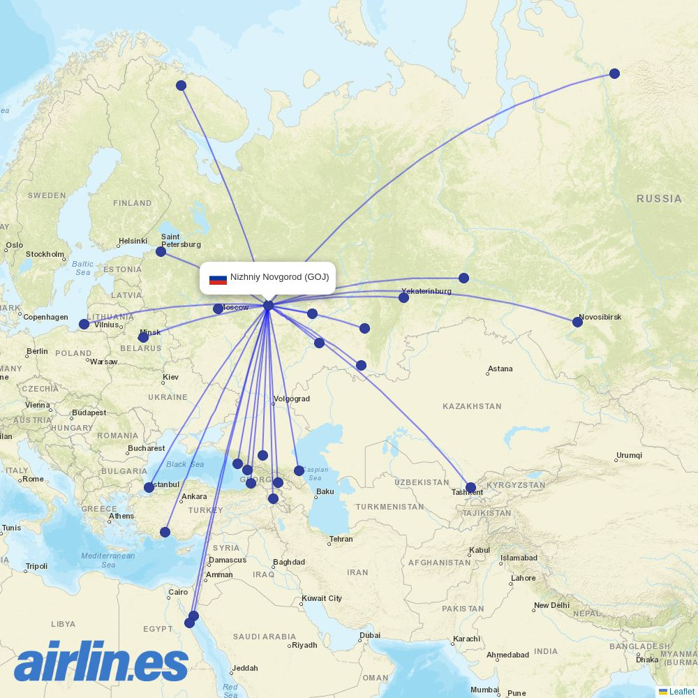 UVT Aero at GOJ route map