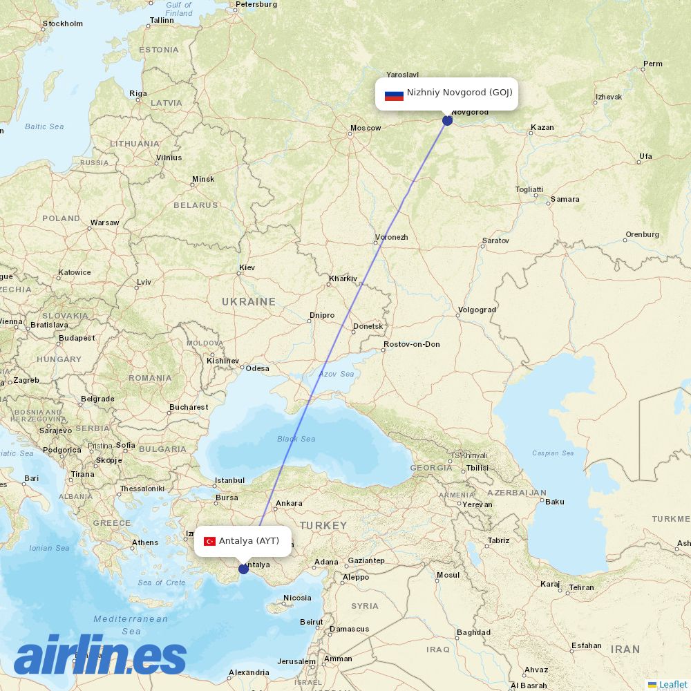 AZUR air at GOJ route map
