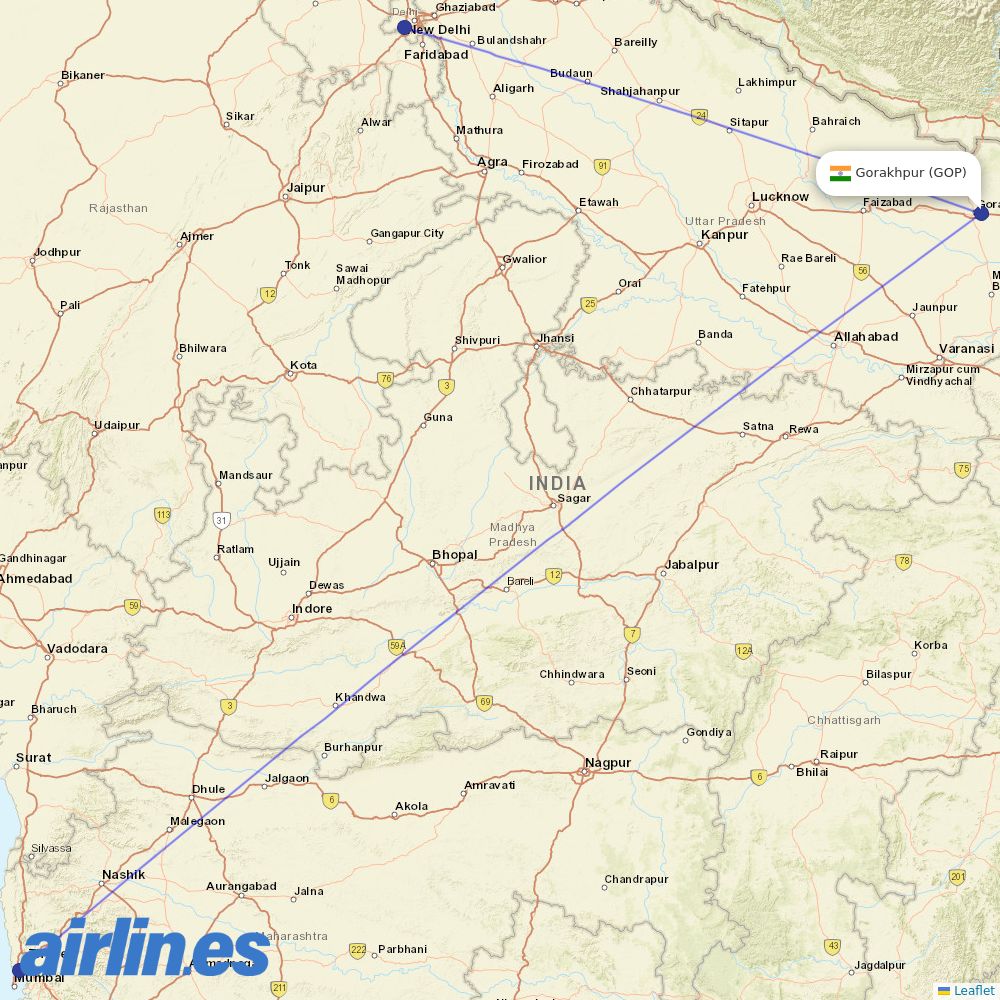 SpiceJet at GOP route map