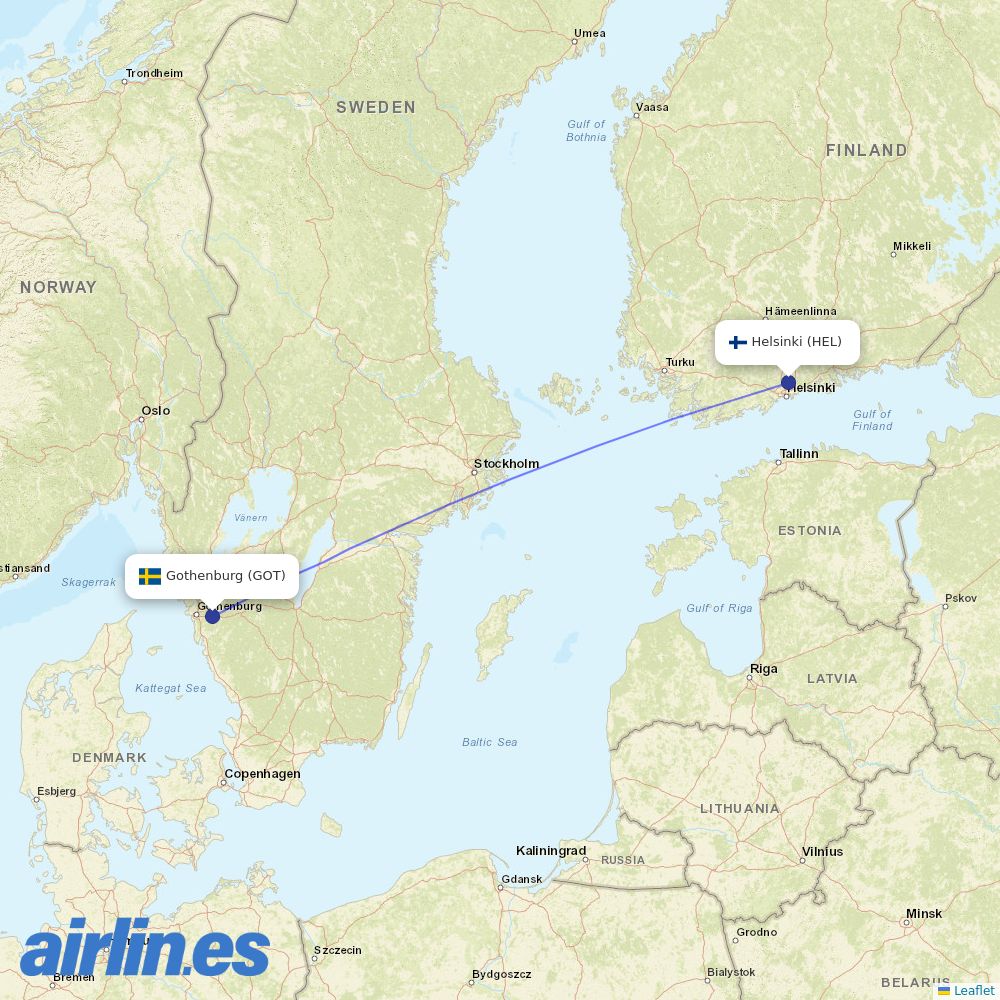 Finnair at GOT route map
