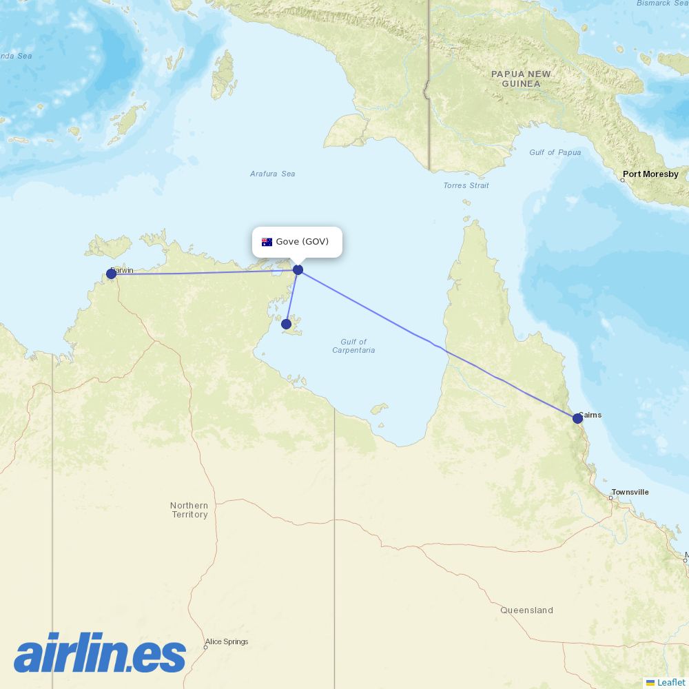 Airnorth from Gove destination map