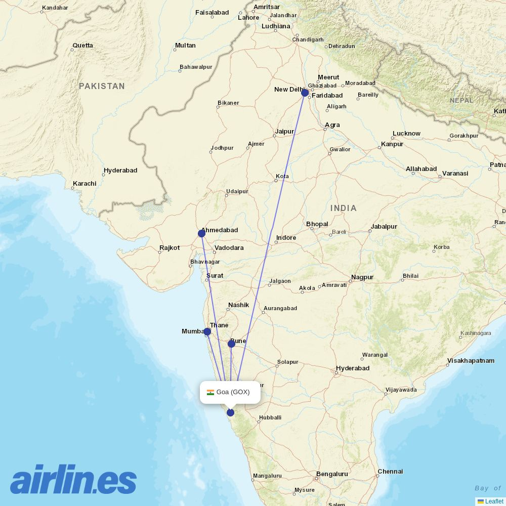 Akasa Air at GOX route map