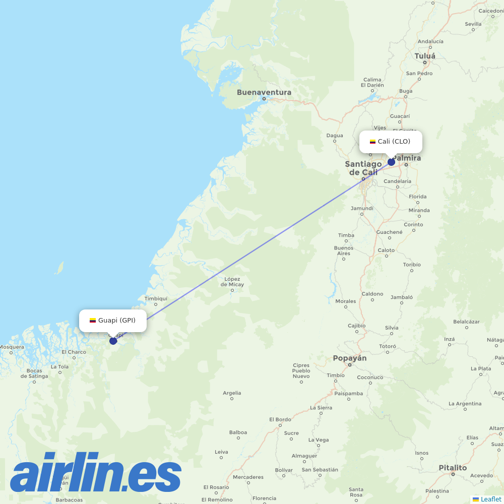 Clic Air from Guapi destination map