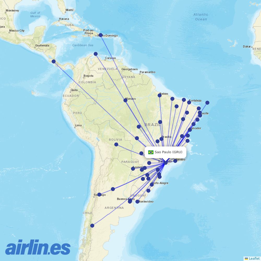 Gol at GRU route map